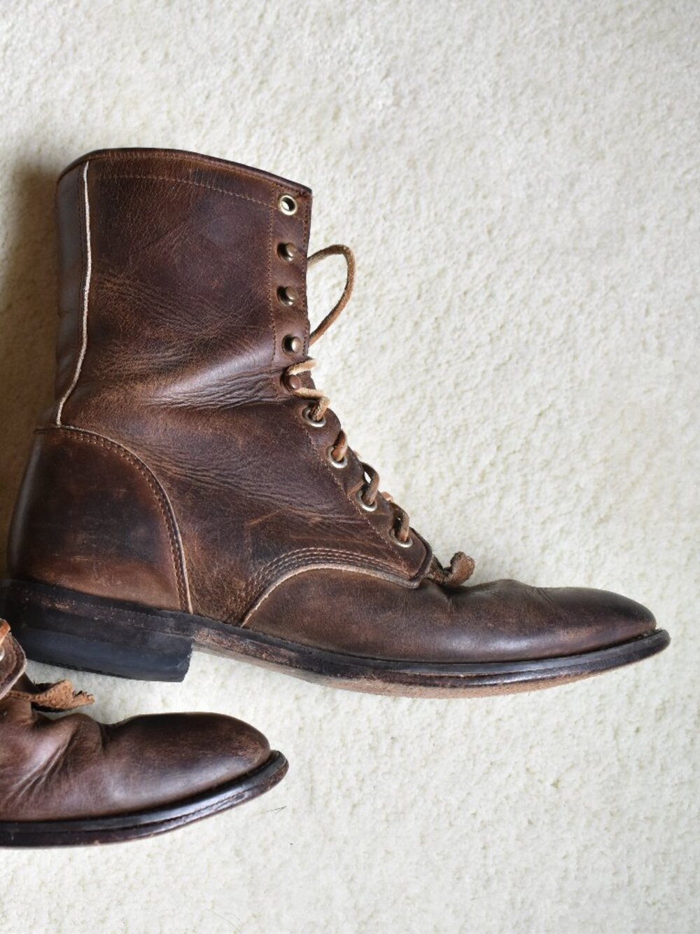 Vintage Womens Brown Justin Lace Up Western Boots Sz 6.5 - Picture 4 of 15
